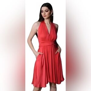 open lace back dress Dora Red Dress main image 1